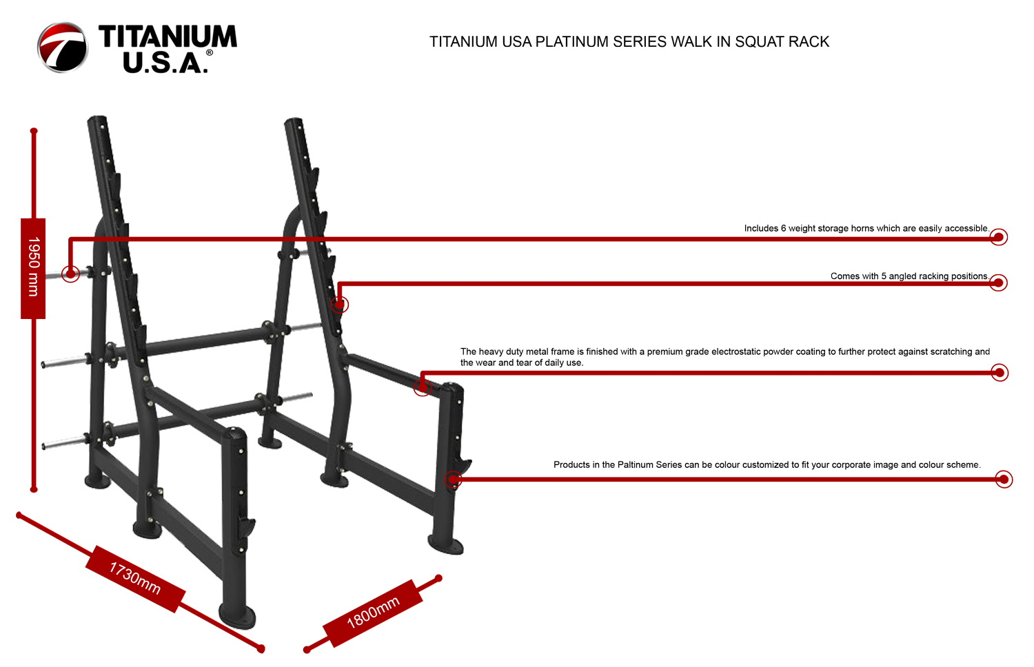 TITANIUM USA PLATINUM SERIES WALK IN SQUAT RACK