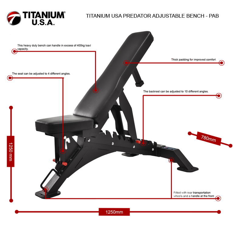 TITANIUM USA PREDATOR ADJUSTABLE BENCH - PAB