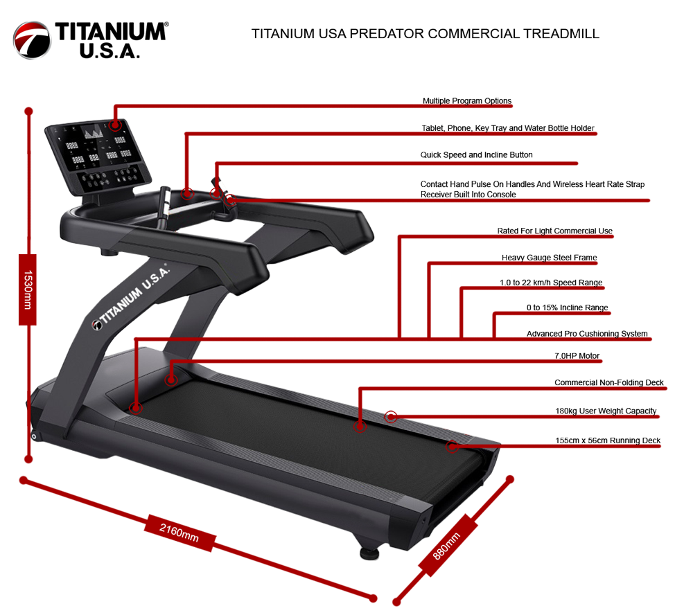 TITANIUM USA PREDATOR COMMERCIAL TREADMILL