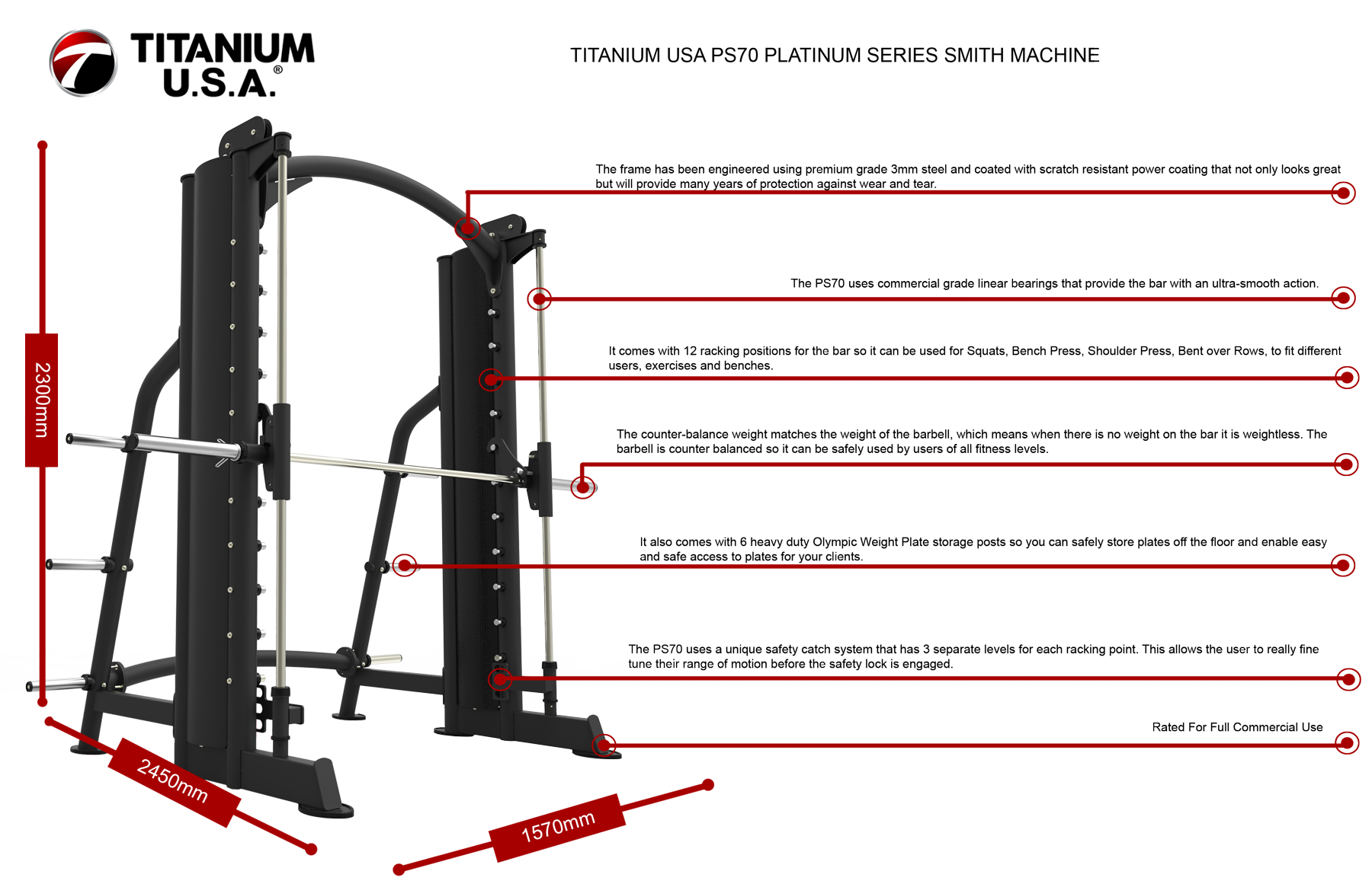 TITANIUM USA PS70 PLATINUM SERIES SMITH MACHINE