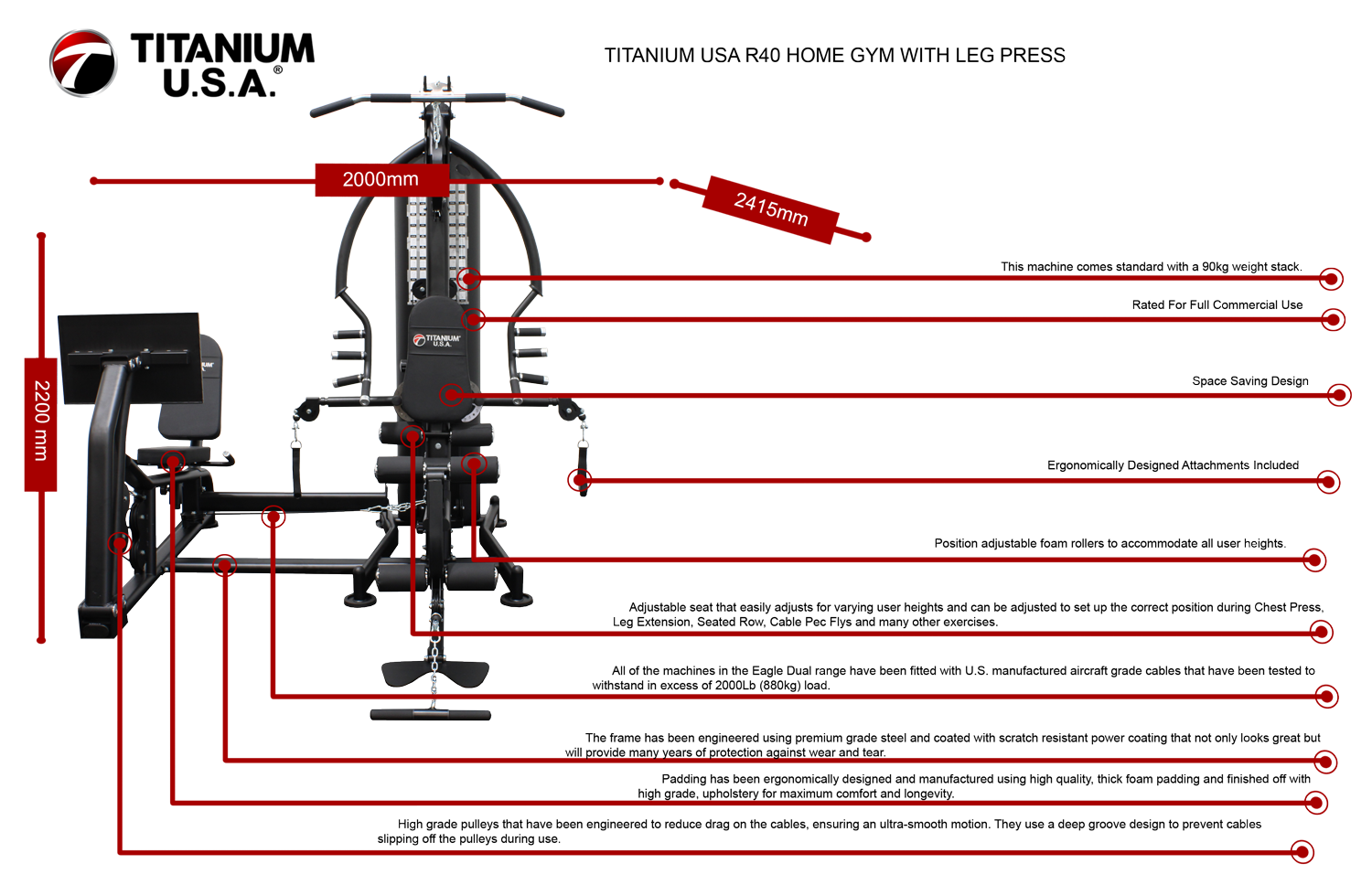 TITANIUM USA R40 HOME GYM WITH LEG PRESS