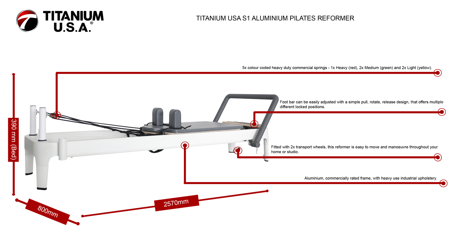 TITANIUM USA S1 ALUMINIUM PILATES REFORMER