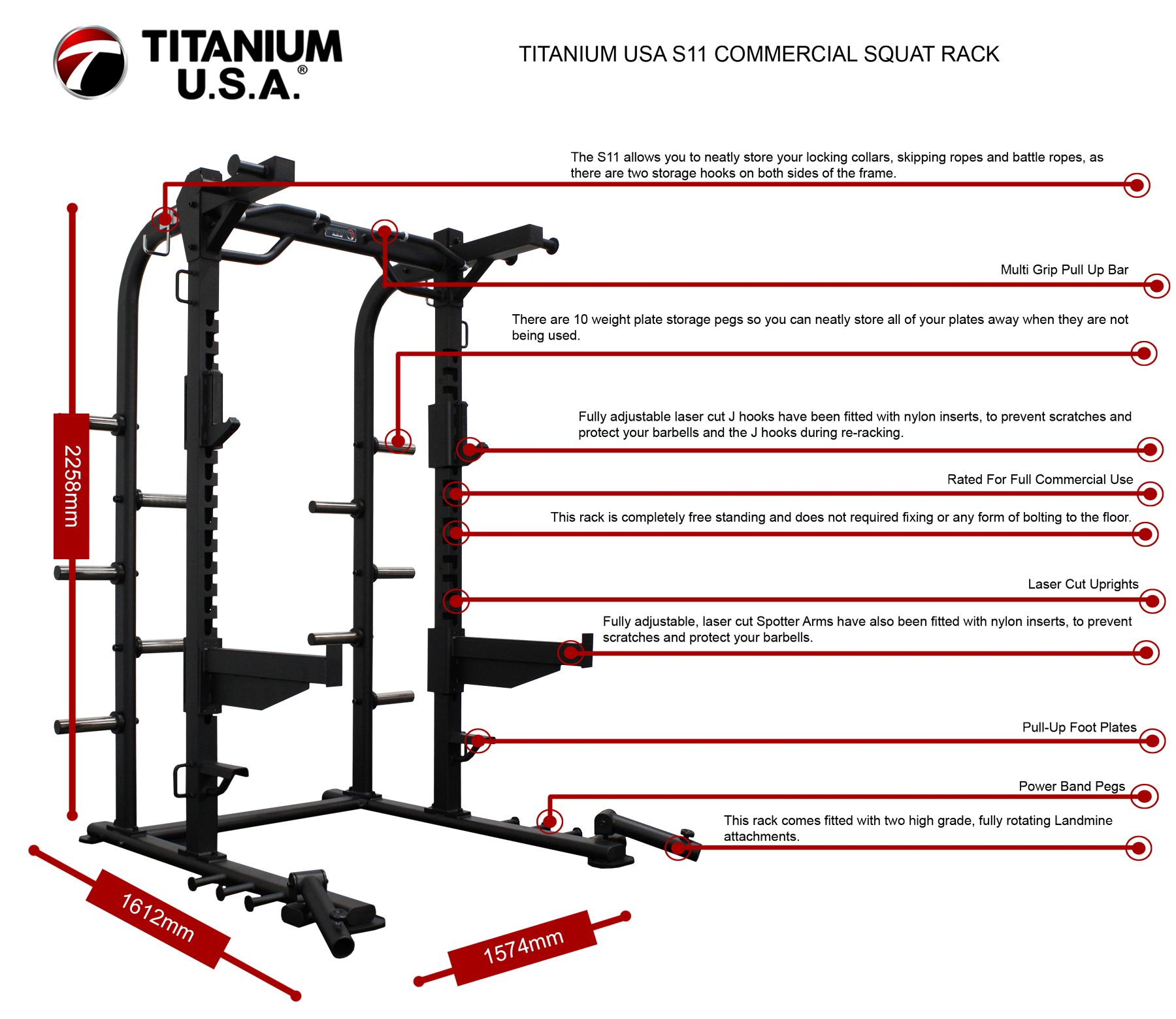 TITANIUM USA S11 COMMERCIAL SQUAT RACK