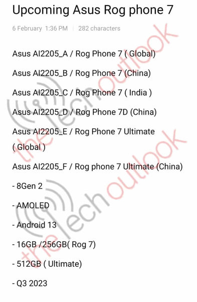 ASUS ROG Phone 7 Series Model Number 