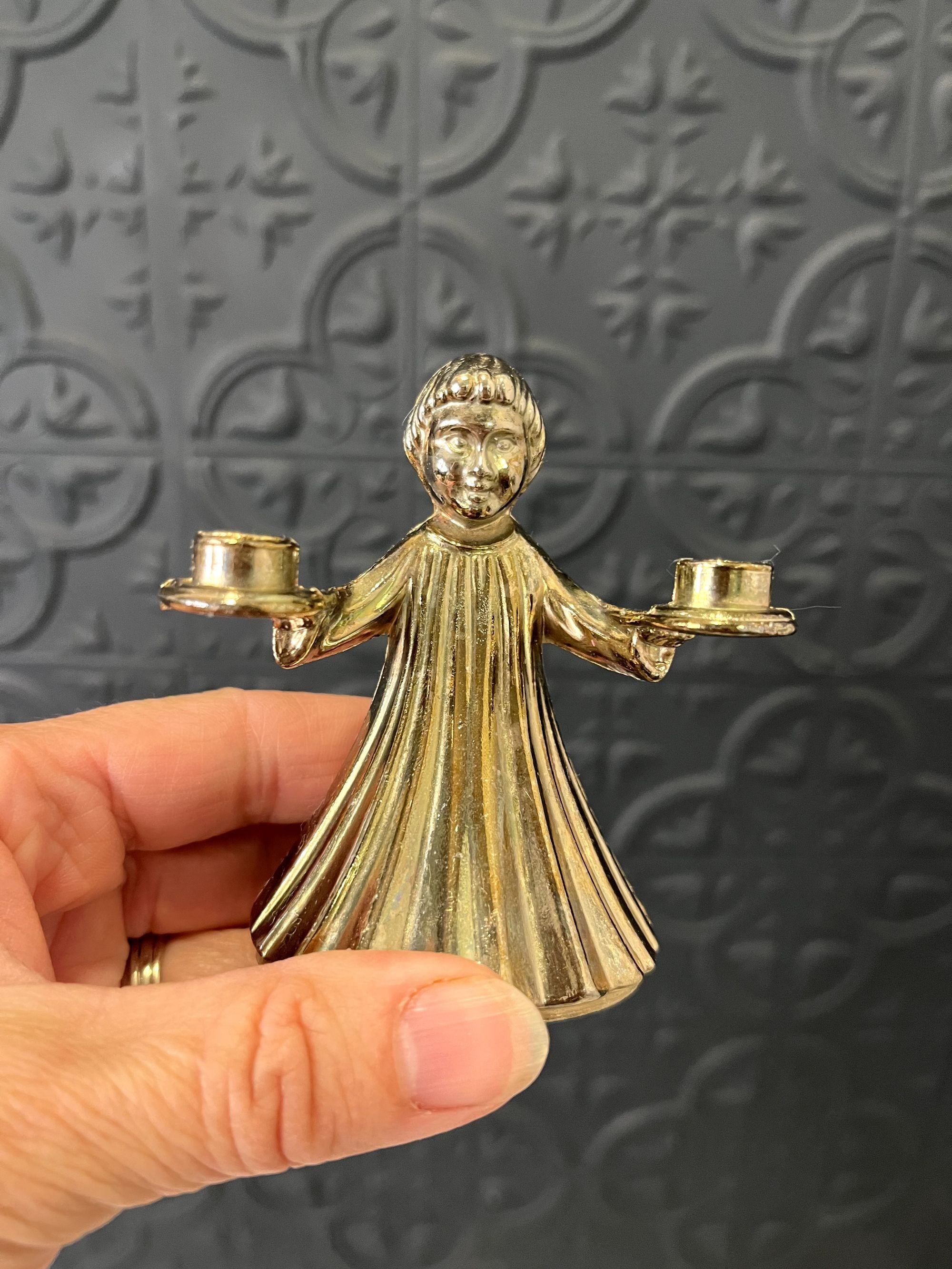 Small Child Candle holder with  two candles