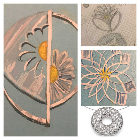 Bespoke silver daisy brooch designs
