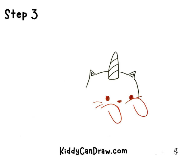 How To Draw A Peekaboo Unicorn Cat step 3