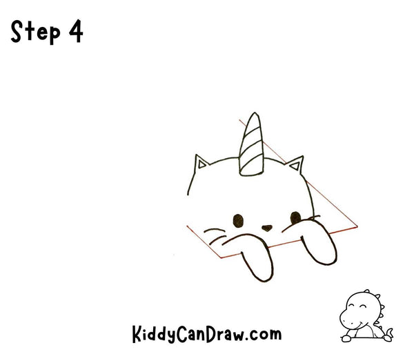 How To Draw A Peekaboo Unicorn Cat step 4