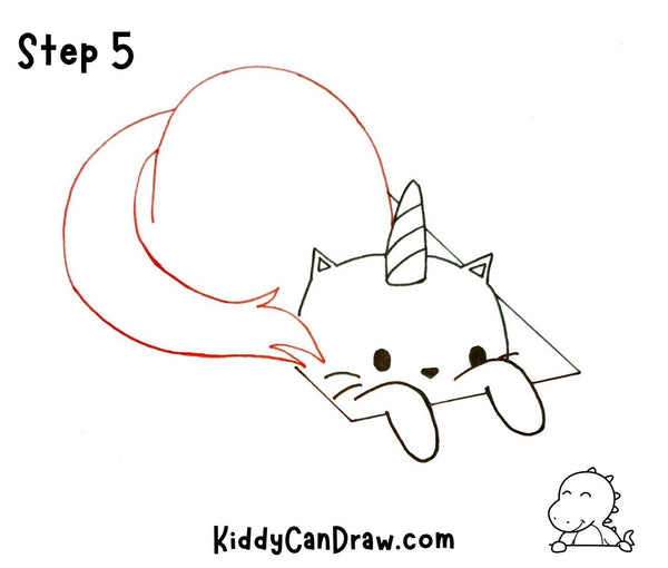 How To Draw A Peekaboo Unicorn Cat step 5