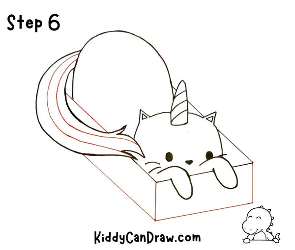 How To Draw A Peekaboo Unicorn Cat step 6