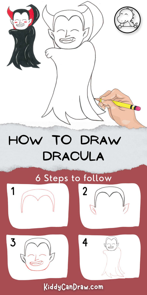 How To Draw Dracula Easy For Halloween | Step by Step Guide – Kiddy Can ...