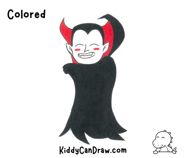 How To Draw Dracula Easy For Halloween Colored
