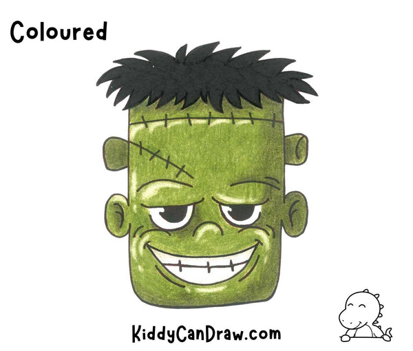 How To Draw Frankenstein's Face Colored