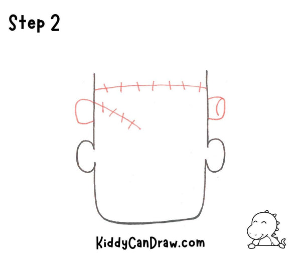 How To Draw Frankenstein's Face Step 2