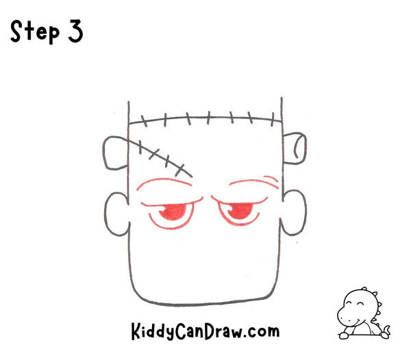 How To Draw Frankenstein's Face Step 3