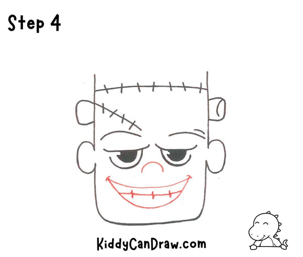 How To Draw Frankenstein's Face Step 4