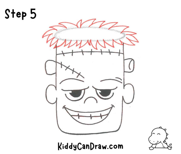 How To Draw Frankenstein's Face Step 5