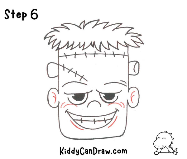 How To Draw Frankenstein's Face Step 6