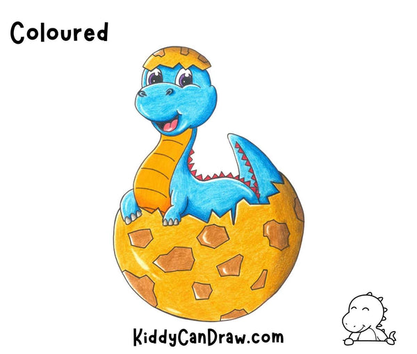 How To Draw a Baby Dinosaur Colloured