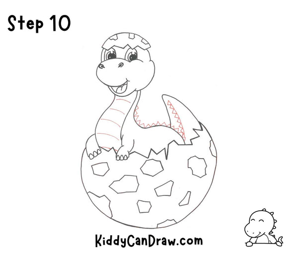 How To Draw a Baby Dinosaur Step 10
