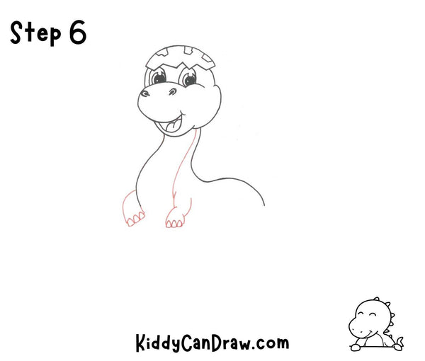 How To Draw a Baby Dinosaur Step 6