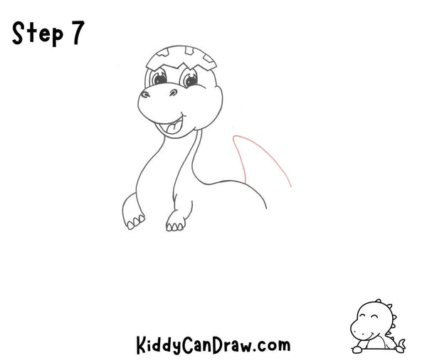 How To Draw a Baby Dinosaur Step 7