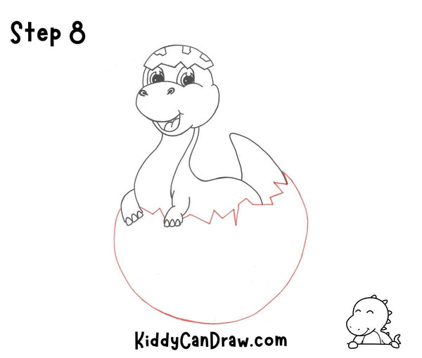 How To Draw a Baby Dinosaur Step 8