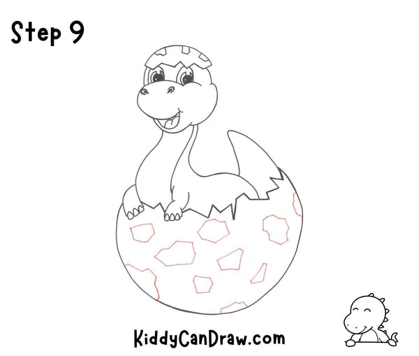 How To Draw a Baby Dinosaur Step 9