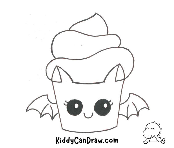 How To Draw a Bat Cupcake For Halloween Final