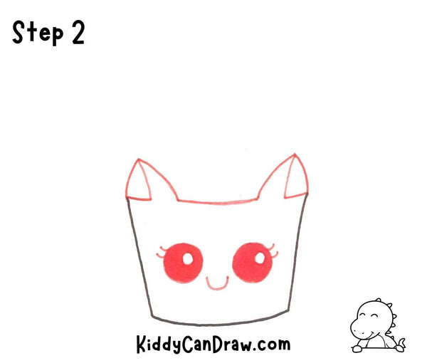How To Draw a Bat Cupcake For Halloween Step 2