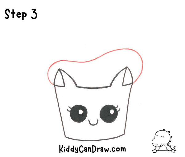 How To Draw a Bat Cupcake For Halloween Step 3