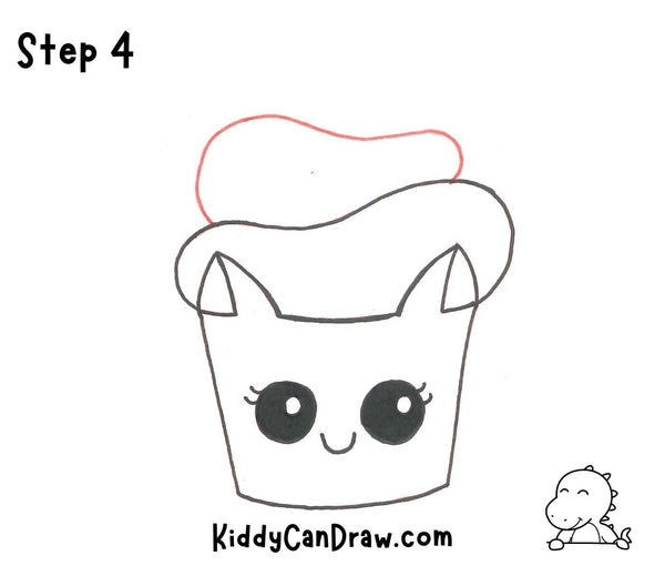 How To Draw a Bat Cupcake For Halloween Step 4