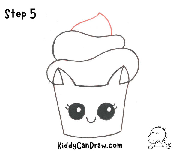 How To Draw a Bat Cupcake For Halloween Step 5