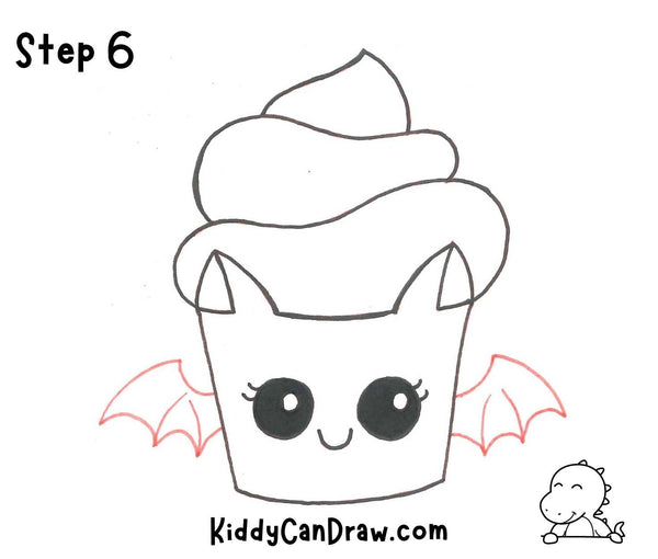 How To Draw a Bat Cupcake For Halloween Step 