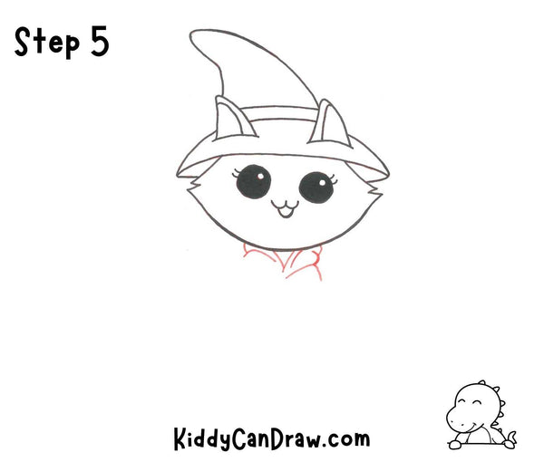 How To Draw a Cute Kitty Witch Step 5