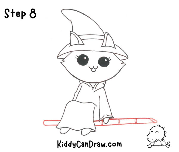 How To Draw a Cute Kitty Witch Step 8