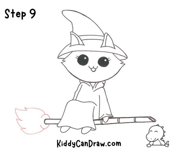 How To Draw a Cute Kitty Witch Step 9