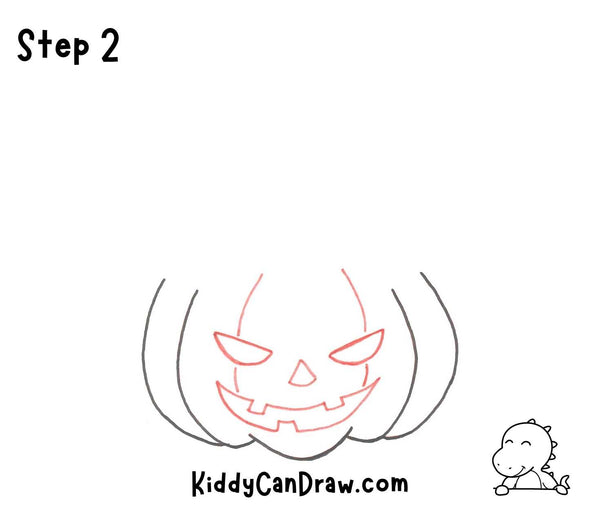 How To Draw a Cute Puppy inside Halloween Pumpkin Step 2