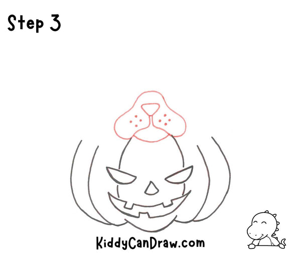 How To Draw a Cute Puppy inside Halloween Pumpkin Step 3