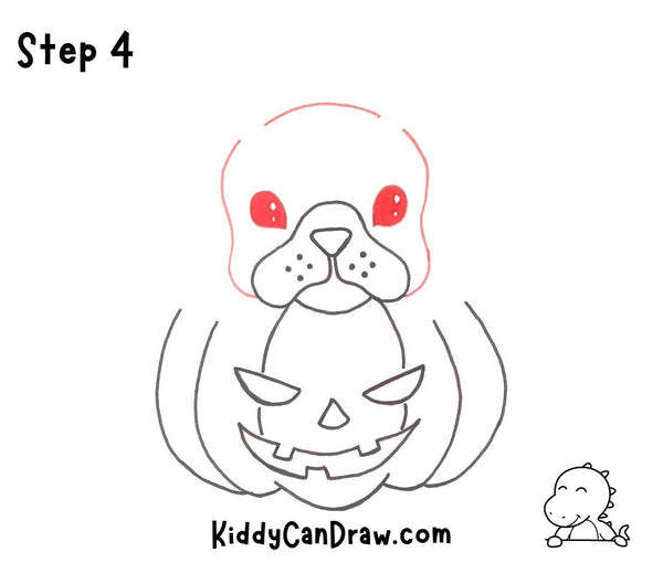 How To Draw a Cute Puppy inside Halloween Pumpkin Step 4
