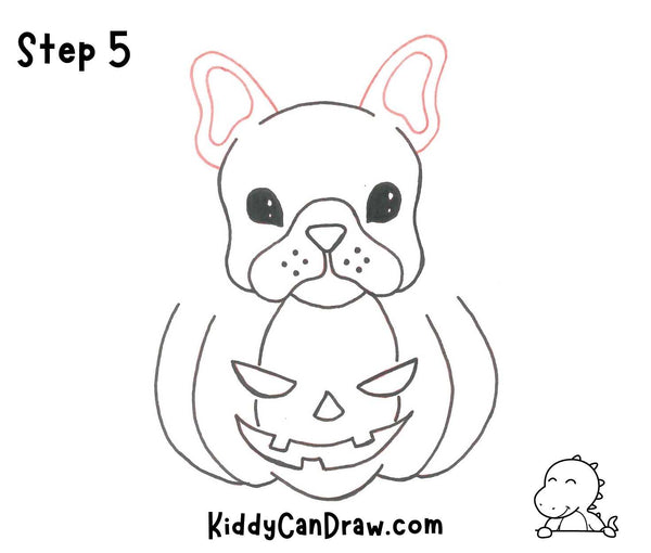 How To Draw a Cute Puppy inside Halloween Pumpkin Step 5