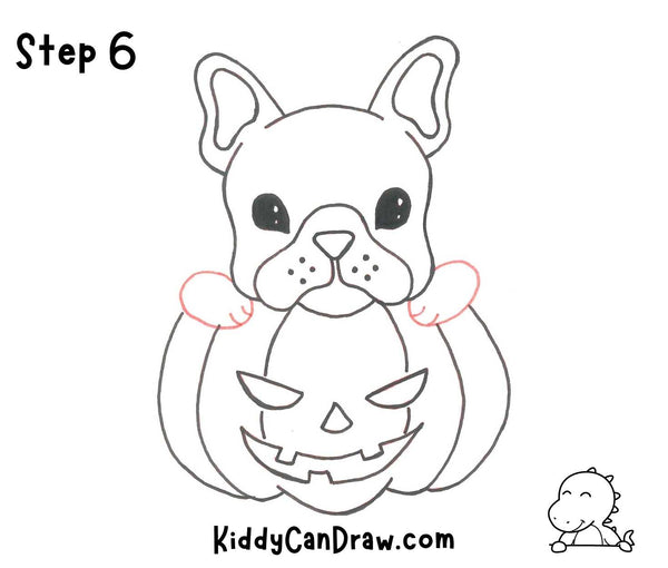 How To Draw a Cute Puppy inside Halloween Pumpkin Step 6