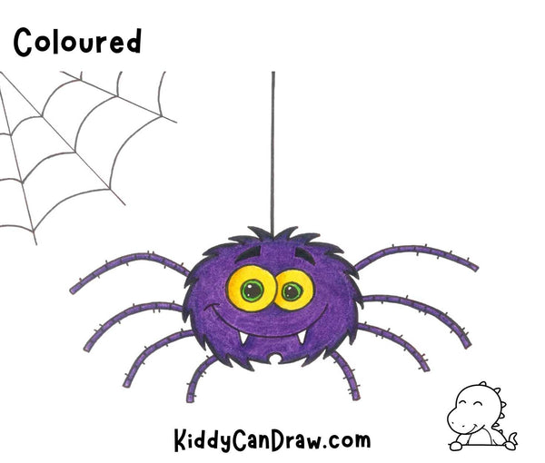 How To Draw a Cute Spider Coloured