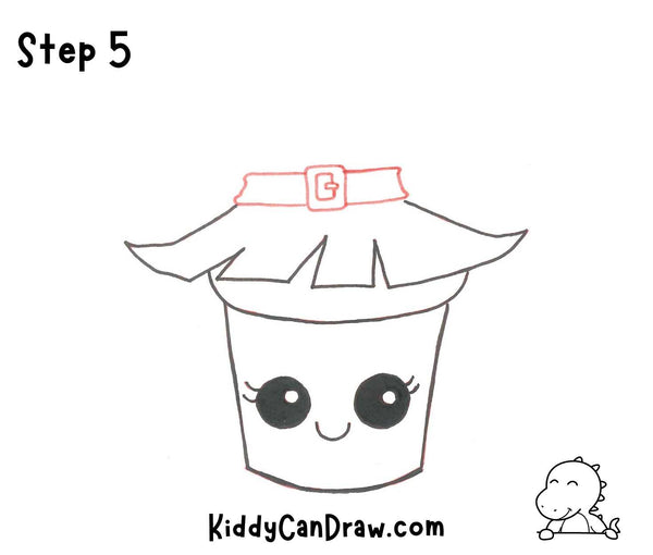 How To Draw a Cute Witch Hat Cupcake For Halloween Step 5