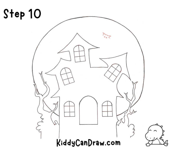 How To Draw a Haunted House Step 10