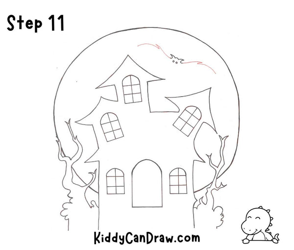 How To Draw a Haunted House Step 11