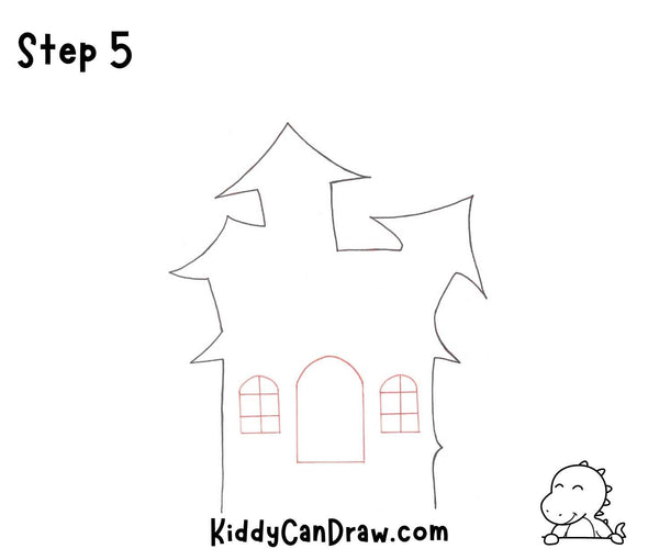 How To Draw a Haunted House Step 5