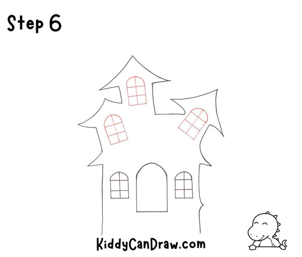 How To Draw a Haunted House Step 6