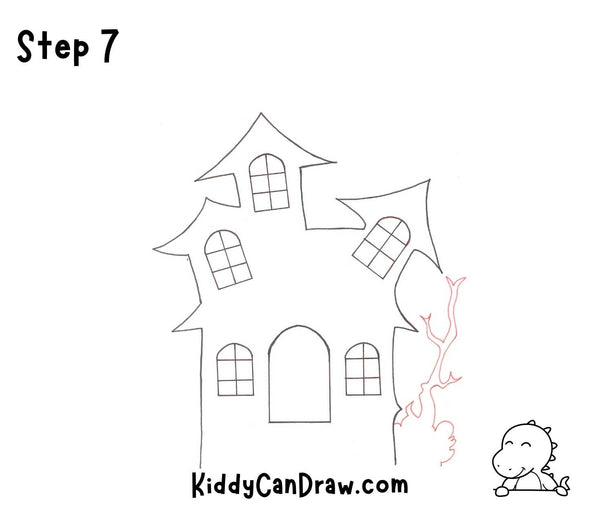 How To Draw a Haunted House Step 7