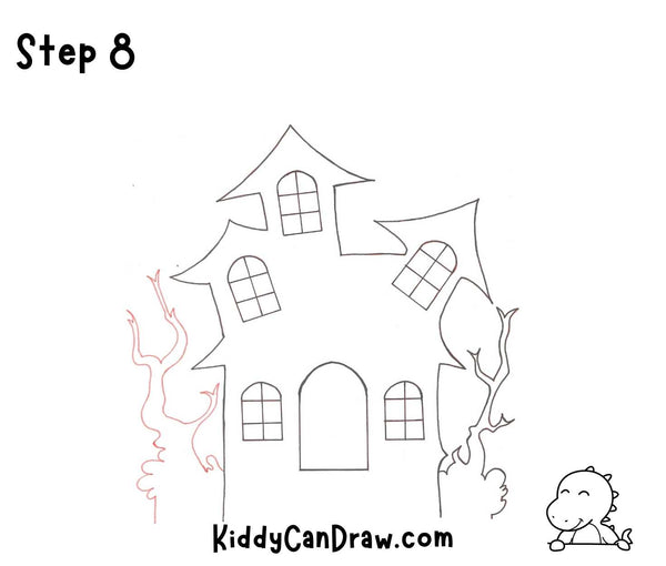 How To Draw a Haunted House Step 8